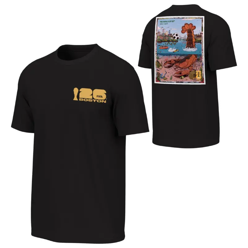 Italy National Team 2026 World Cup Boston Poster Black T-Shirt – Unisex – World Cup Soccer Shirts & Gear