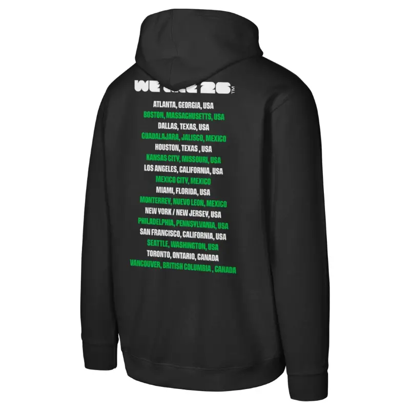 Italy National Team 2026 World Cup Host Cities Futbol Black Hoodie – Unisex – World Cup Soccer Shirts & Gear