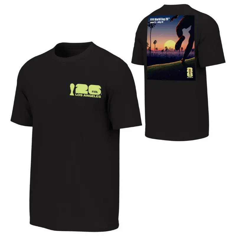 Italy National Team 2026 World Cup Los Angeles Poster Black T-Shirt – Unisex – World Cup Soccer Shirts & Gear