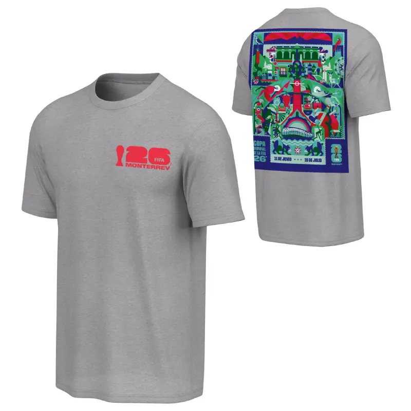 Italy National Team 2026 World Cup Monterrey Poster Grey T-Shirt [ESP] – Unisex – World Cup Soccer Shirts & Gear