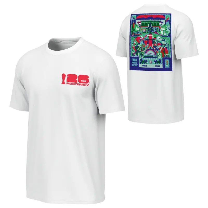 Italy National Team 2026 World Cup Monterrey Poster White T-Shirt [ENG] – Unisex – World Cup Soccer Shirts & Gear
