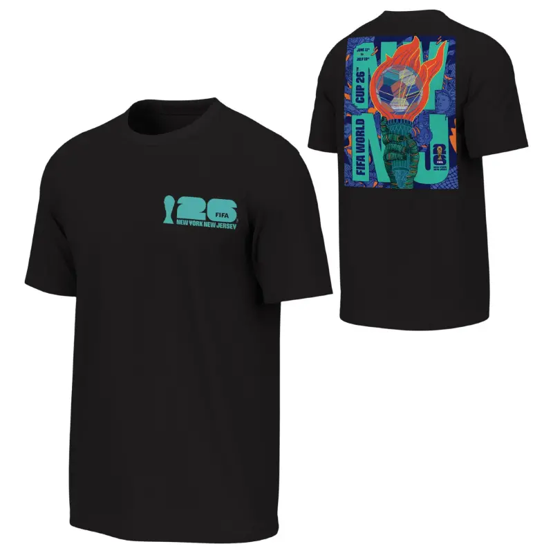 Italy National Team 2026 World Cup New York New Jersey Poster Black T-Shirt – Unisex – World Cup Soccer Shirts & Gear