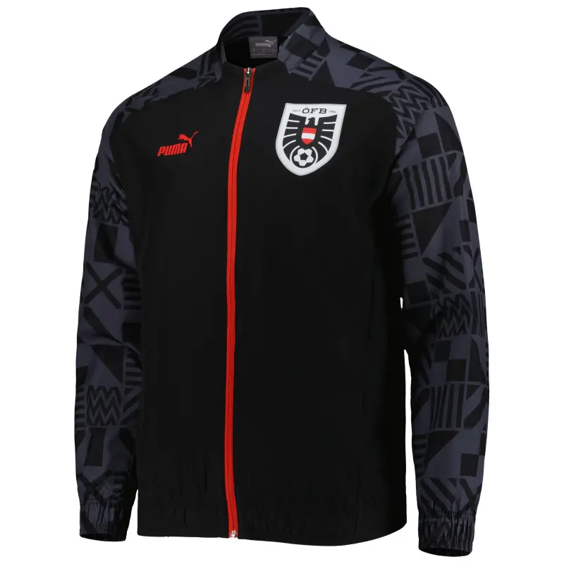 Italy National Team Austria National Team Puma Pre-Match Raglan Full-Zip Training Jacket – Black – World Cup Soccer Shirts & Gear
