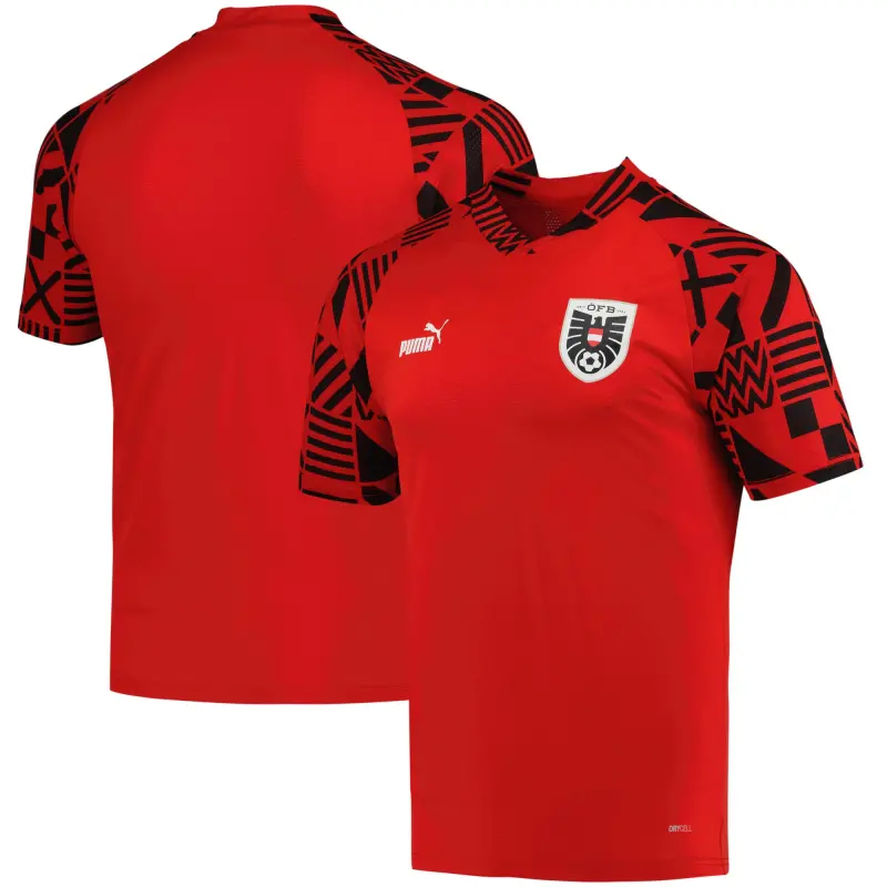 Italy National Team Austria National Team Puma Pre-Match V-Neck Top – Red – World Cup Soccer Shirts & Gear