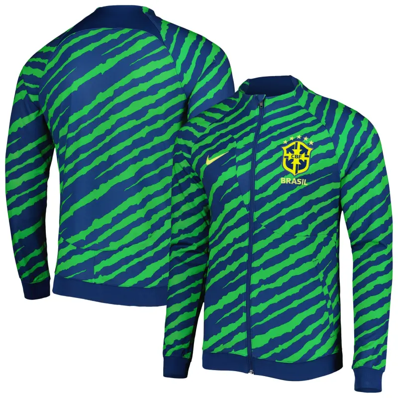Italy National Team Brazil National Team Nike 2022 Academy Pro Anthem Performance Raglan Full-Zip Jacket – Blue/Green – World Cup Soccer Shirts & Gear