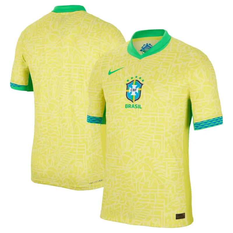 Italy National Team Brazil National Team Nike 2024 Home Match Authentic Jersey – Yellow – World Cup Soccer Shirts & Gear