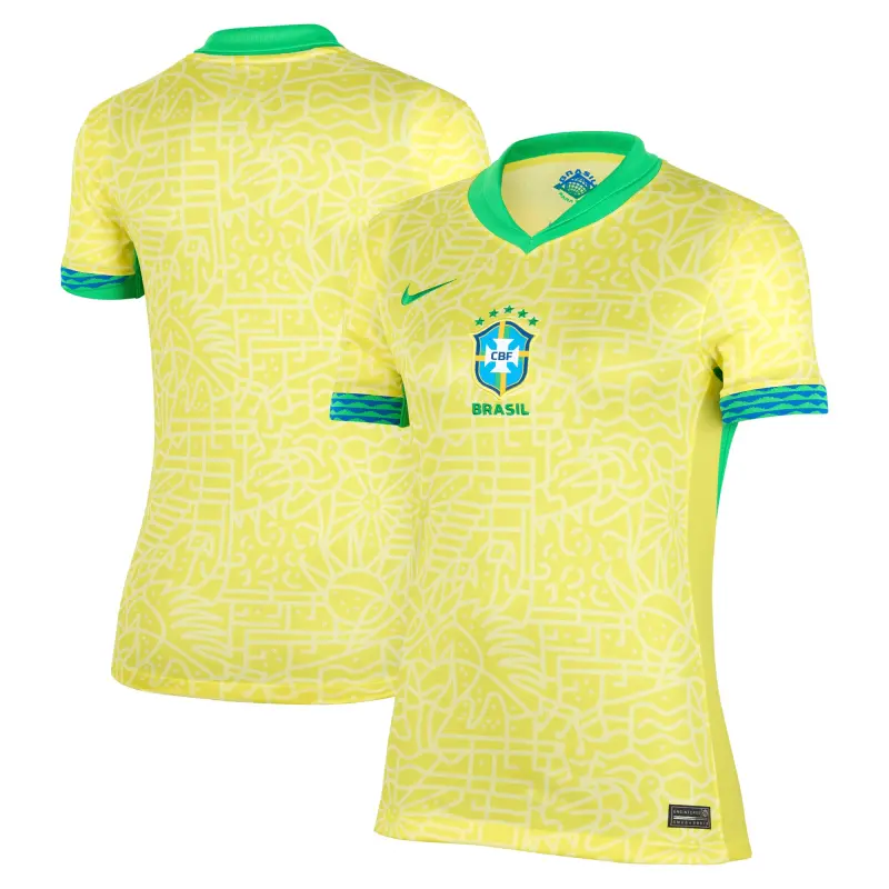 Italy National Team Brazil National Team Nike Women’s 2024 Home Stadium Replica Jersey – Yellow – World Cup Soccer Shirts & Gear