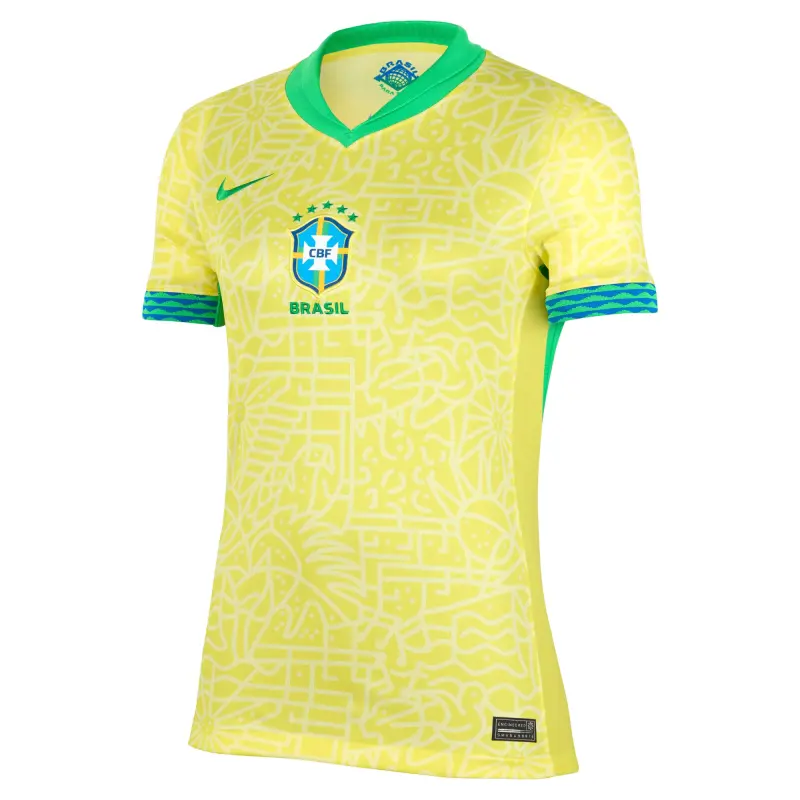 Italy National Team Brazil National Team Nike Women’s 2024 Home Stadium Replica Jersey – Yellow – World Cup Soccer Shirts & Gear
