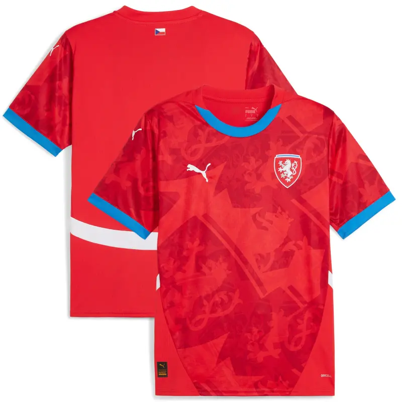 Italy National Team Czech Republic National Team Puma 2024 Home Replica Jersey – Red – World Cup Soccer Shirts & Gear