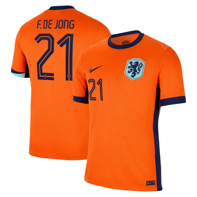 Italy National Team Frenkie de Jong Netherlands National Team Nike 2024 Home Replica Jersey – Orange – World Cup Soccer Shirts & Gear