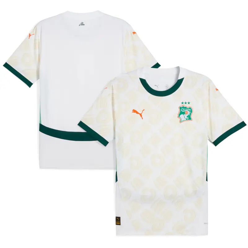 Italy National Team Ivory Coast National Team Puma 2025 Away Replica Jersey – White – World Cup Soccer Shirts & Gear
