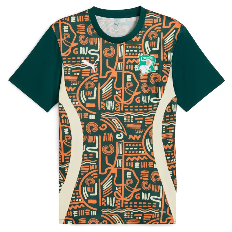 Italy National Team Ivory Coast National Team Puma 2025 Pre-Match Jersey – Green – World Cup Soccer Shirts & Gear